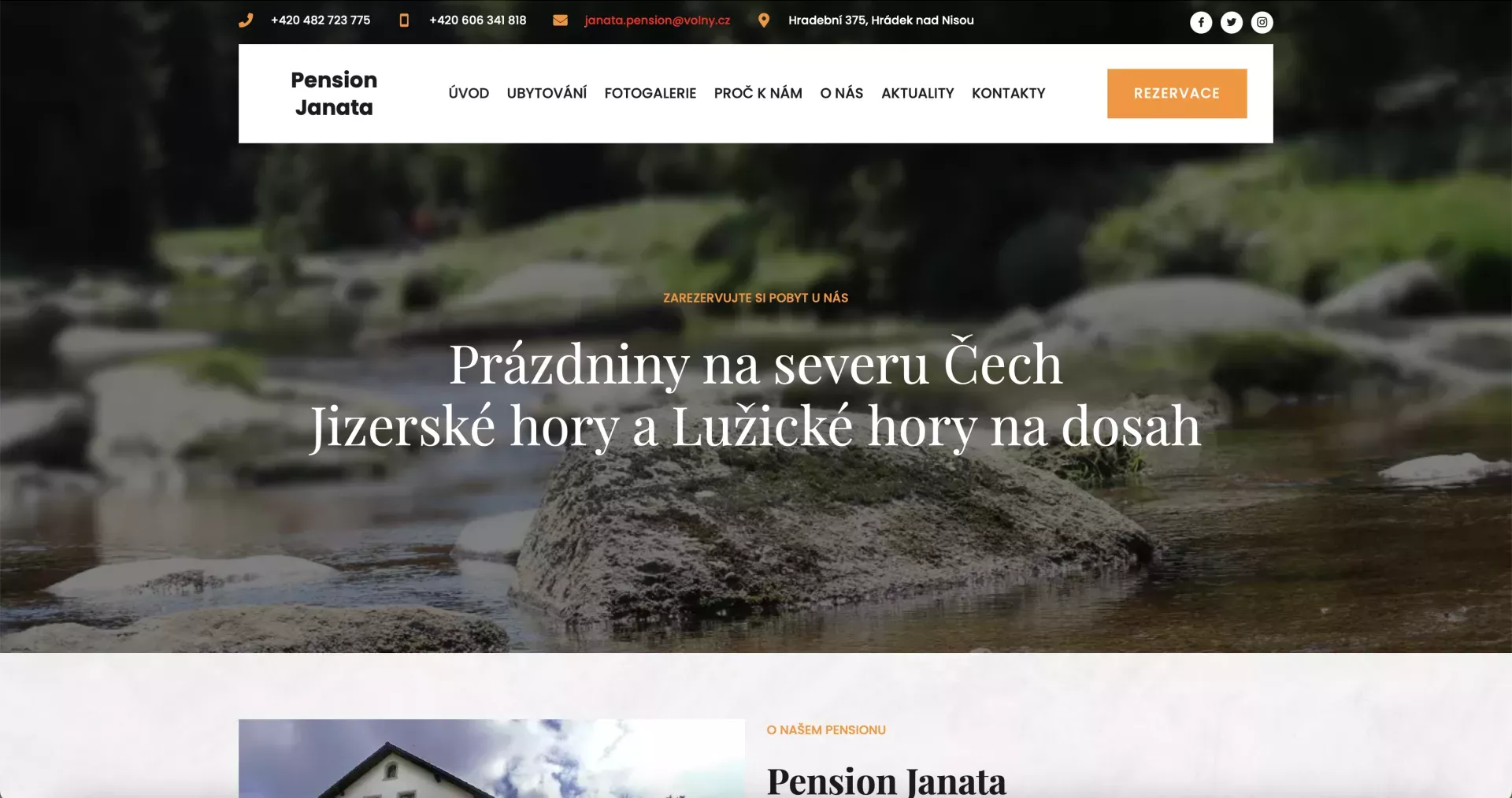 Pension Janata - Tradiční český penzion s moderním webovým řešením